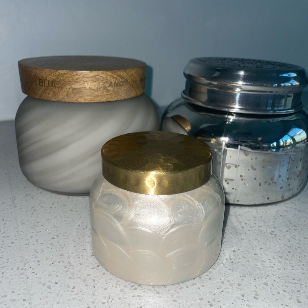 Anthropology Capri Blue Volcano Candle 3pc set